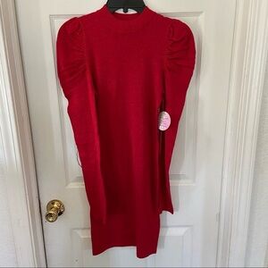 NWT LOVE ALWAYS ruffle puff sleeve sparkly sparkle holiday mini dress SZ medium